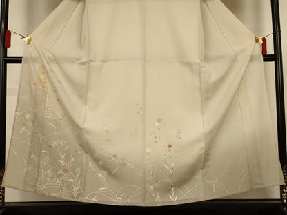 平和屋本店＊夏物　銀座きしや　訪問着　絽　駒刺繍　草花文　暈し染め　金彩　たとう紙・共箱付き　正絹　逸品　AABL0871jd