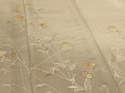 平和屋本店＊夏物　銀座きしや　訪問着　絽　駒刺繍　草花文　暈し染め　金彩　たとう紙・共箱付き　正絹　逸品　AABL0871jd