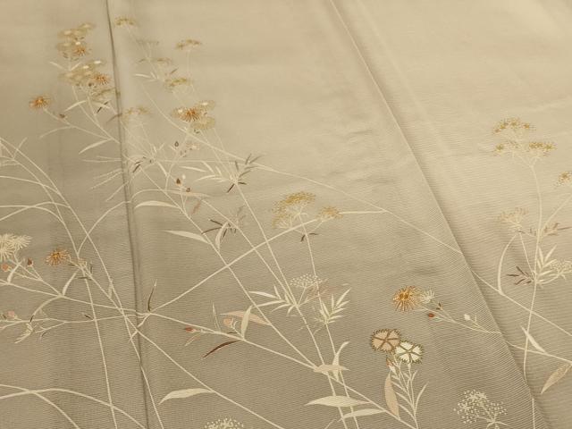 平和屋本店＊夏物　銀座きしや　訪問着　絽　駒刺繍　草花文　暈し染め　金彩　たとう紙・共箱付き　正絹　逸品　AABL0871jd