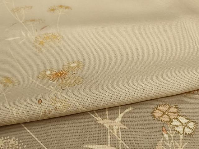 平和屋本店＊夏物　銀座きしや　訪問着　絽　駒刺繍　草花文　暈し染め　金彩　たとう紙・共箱付き　正絹　逸品　AABL0871jd