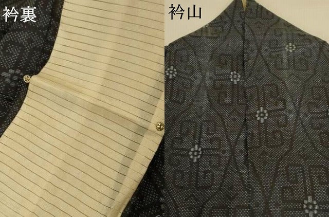 平和屋着物＊夏物　重要無形文化財　本場宮古上布　幾何学文様　苧麻　逸品　AABL0872jd