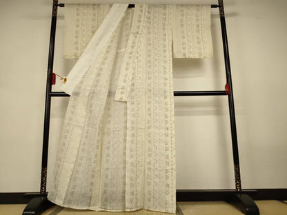 平和屋着物＊夏物　小紋　ちぢみ織　花間道　洗える着物　AABL0873jd