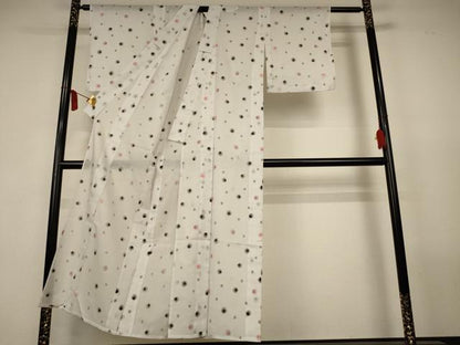 平和屋着物＊夏物　小紋　紗　丸文　AABL0874jd