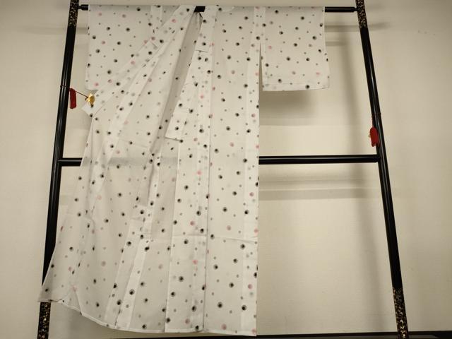 平和屋着物＊夏物　小紋　紗　丸文　AABL0874jd