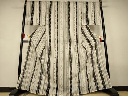 平和屋着物＊夏物　小紋　絽　間道　洗える着物　AABL0877jd