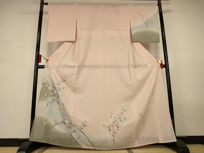 平和屋着物＊夏物　訪問着　絽　友禅　草花文　暈し染め　正絹　逸品　AABL0880jd