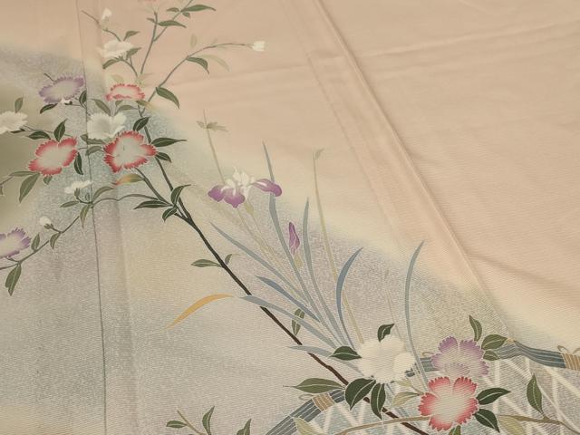 平和屋着物＊夏物　訪問着　絽　友禅　草花文　暈し染め　正絹　逸品　AABL0880jd