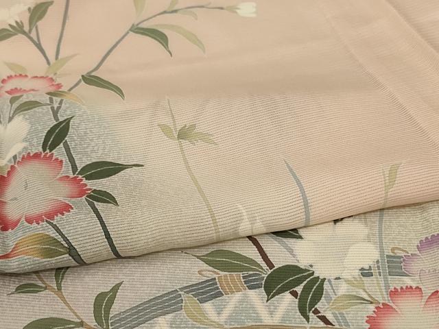 平和屋着物＊夏物　訪問着　絽　友禅　草花文　暈し染め　正絹　逸品　AABL0880jd