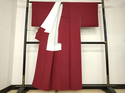 平和屋着物●上質な色無地　葡萄茶色　正絹　逸品　AABL0882ck
