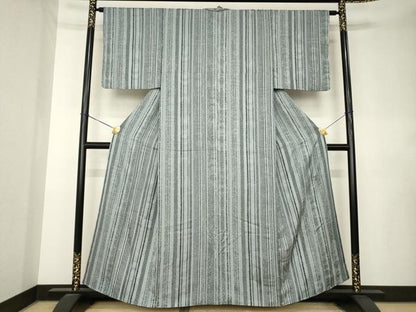 平和屋着物●染色の魔術師　染乃座・大久保玄才　そめのざ玄才　小紋　縞　正絹　逸品　AABL0883ck