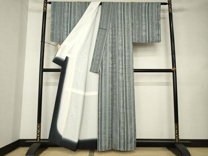 平和屋着物●染色の魔術師　染乃座・大久保玄才　そめのざ玄才　小紋　縞　正絹　逸品　AABL0883ck
