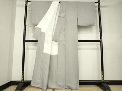 平和屋着物●皇室献上作家　藤井寛　色無地　切嵌地紋　潤色　正絹　逸品　AABL0888ck
