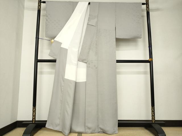 平和屋着物●皇室献上作家　藤井寛　色無地　切嵌地紋　潤色　正絹　逸品　AABL0888ck