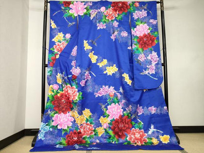 平和屋本店●お引きずり・お引き摺り・引き振袖　和装　結婚式　舞妓　芸妓　芸者　衣装　ラインストーン　花鳥文　銀彩　逸品　AABL0892ck