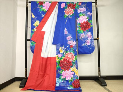 平和屋本店●お引きずり・お引き摺り・引き振袖　和装　結婚式　舞妓　芸妓　芸者　衣装　ラインストーン　花鳥文　銀彩　逸品　AABL0892ck