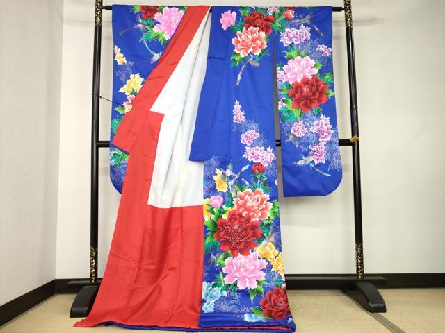 平和屋本店●お引きずり・お引き摺り・引き振袖　和装　結婚式　舞妓　芸妓　芸者　衣装　ラインストーン　花鳥文　銀彩　逸品　AABL0892ck