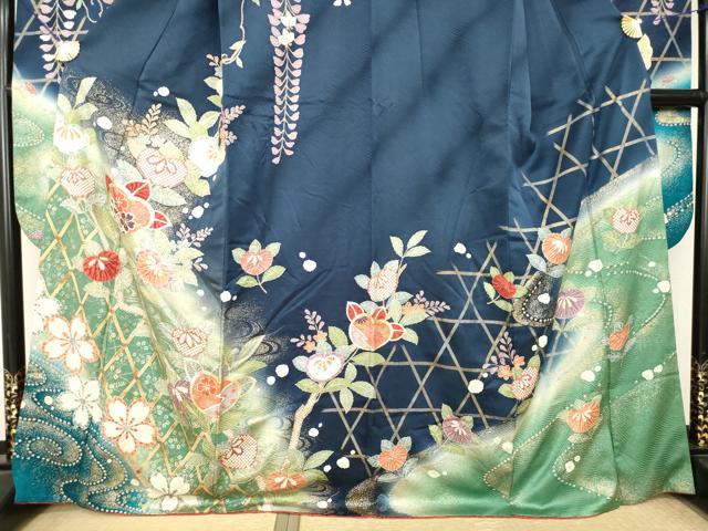 平和屋着物●豪華振袖　橘　暈し染め　金彩　正絹　逸品　AABL0893ck