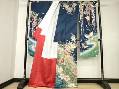 平和屋着物●豪華振袖　橘　暈し染め　金彩　正絹　逸品　AABL0893ck