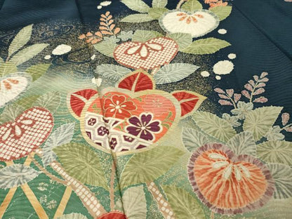 平和屋着物●豪華振袖　橘　暈し染め　金彩　正絹　逸品　AABL0893ck