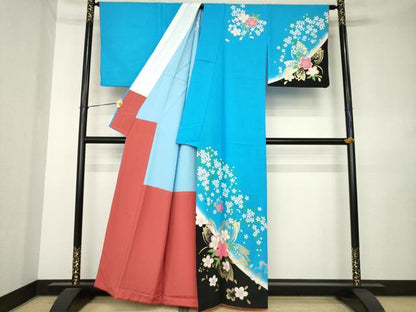 平和屋着物●訪問着　舞桜　暈し染め　金彩　胴抜き仕立て　洗える着物　AABL0896ck
