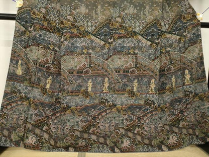 平和屋着物●訪問着　中国三大刺繍　スワトウ刺繍　汕頭刺繍　更紗人物風景文　金彩　ほていや扱い　正絹　逸品　AABL0899ck