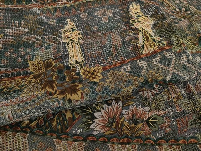 平和屋着物●訪問着　中国三大刺繍　スワトウ刺繍　汕頭刺繍　更紗人物風景文　金彩　ほていや扱い　正絹　逸品　AABL0899ck
