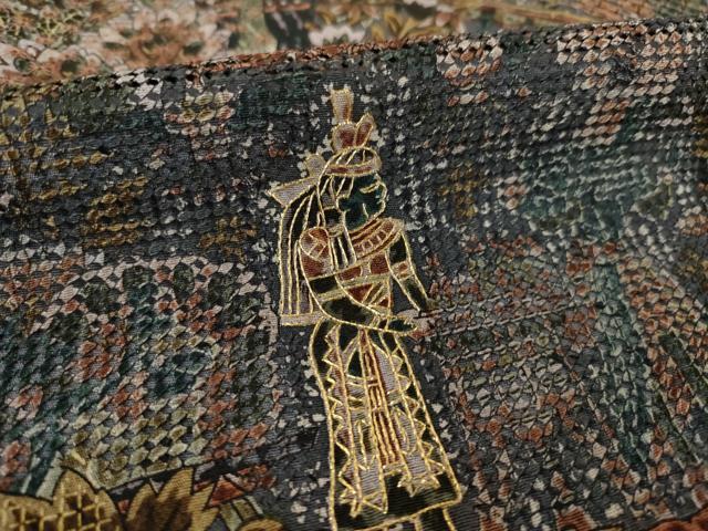 平和屋着物●訪問着　中国三大刺繍　スワトウ刺繍　汕頭刺繍　更紗人物風景文　金彩　ほていや扱い　正絹　逸品　AABL0899ck
