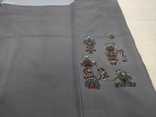 平和屋着物●訪問着　中国三大刺繍　スワトウ刺繍　汕頭刺繍　更紗人物風景文　金彩　ほていや扱い　正絹　逸品　AABL0899ck
