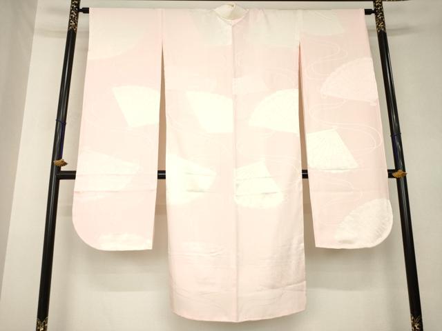 平和屋着物●振袖用長襦袢　袷　扇面地紋　正絹　逸品　AABL0900ck