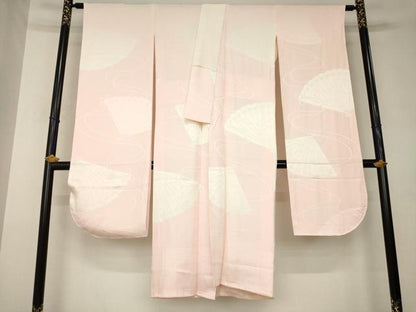 平和屋着物●振袖用長襦袢　袷　扇面地紋　正絹　逸品　AABL0900ck