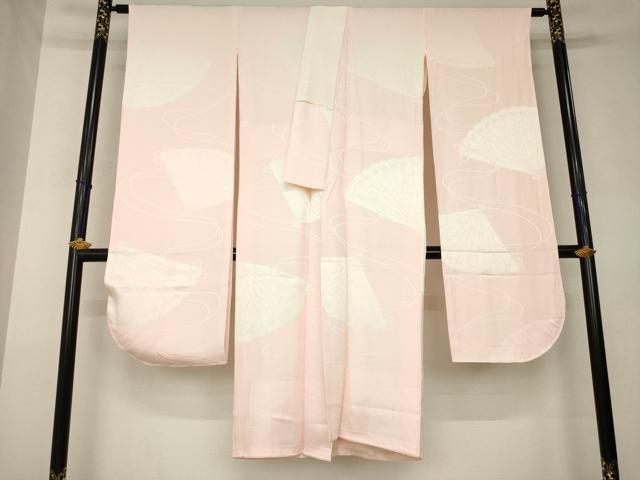 平和屋着物●振袖用長襦袢　袷　扇面地紋　正絹　逸品　AABL0900ck