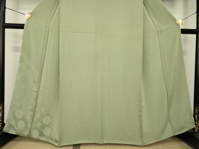 平和屋着物●豪華色留袖　飾花地紋　黄海松茶色　正絹　逸品　AABL0901ck