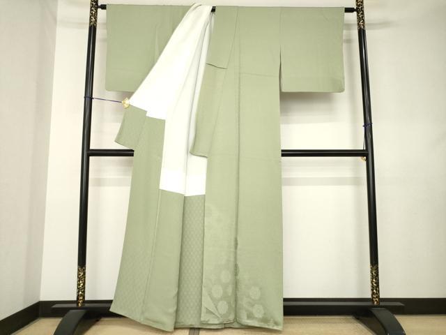 平和屋着物●豪華色留袖　飾花地紋　黄海松茶色　正絹　逸品　AABL0901ck