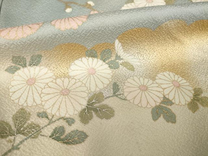平和屋着物●訪問着　駒刺繍　流水花筏文　暈し染め　金銀彩　三越扱い　正絹　逸品　AABL0902ck