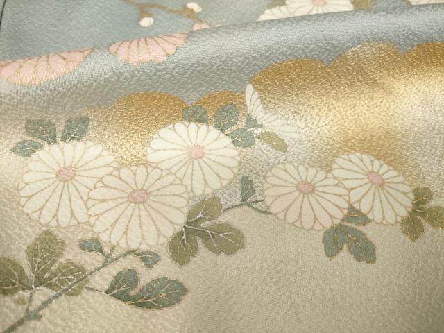 平和屋着物●訪問着　駒刺繍　流水花筏文　暈し染め　金銀彩　三越扱い　正絹　逸品　AABL0902ck