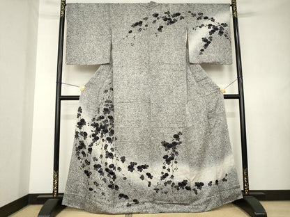 平和屋着物●訪問着　螺鈿　光琳菊　暈し染め　たたき染め　黒地　正絹　逸品　AABL0903ck
