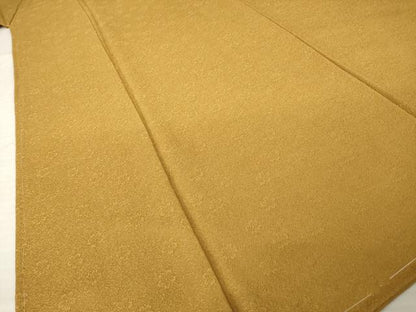 平和屋着物●上質な色無地　花尽くし地紋　桑茶色　正絹　逸品　未使用　AABL0904ck