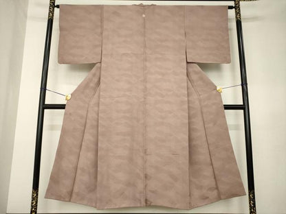 平和屋着物●上質な色無地　波地紋　鴇浅葱色　正絹　逸品　AABL0905ck