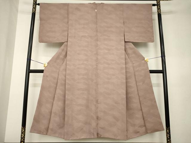 平和屋着物●上質な色無地　波地紋　鴇浅葱色　正絹　逸品　AABL0905ck