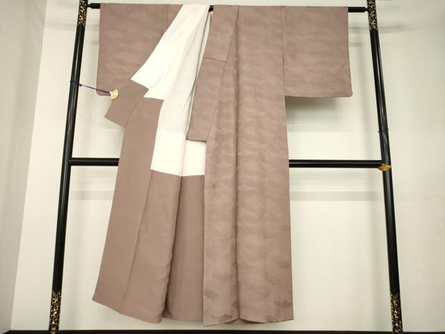 平和屋着物●上質な色無地　波地紋　鴇浅葱色　正絹　逸品　AABL0905ck
