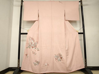 平和屋着物●訪問着　総刺繍　中国三大刺繍　相良刺繍　地紙花文　正絹　逸品　AABL0913ck