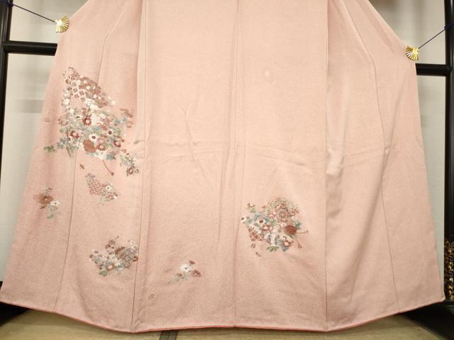 平和屋着物●訪問着　総刺繍　中国三大刺繍　相良刺繍　地紙花文　正絹　逸品　AABL0913ck