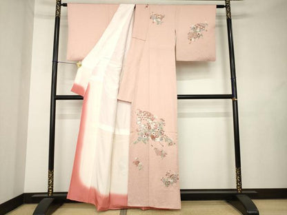 平和屋着物●訪問着　総刺繍　中国三大刺繍　相良刺繍　地紙花文　正絹　逸品　AABL0913ck