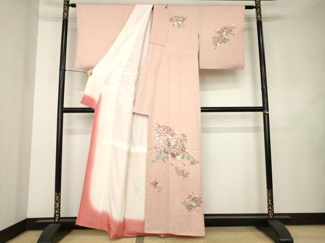 平和屋着物●訪問着　総刺繍　中国三大刺繍　相良刺繍　地紙花文　正絹　逸品　AABL0913ck