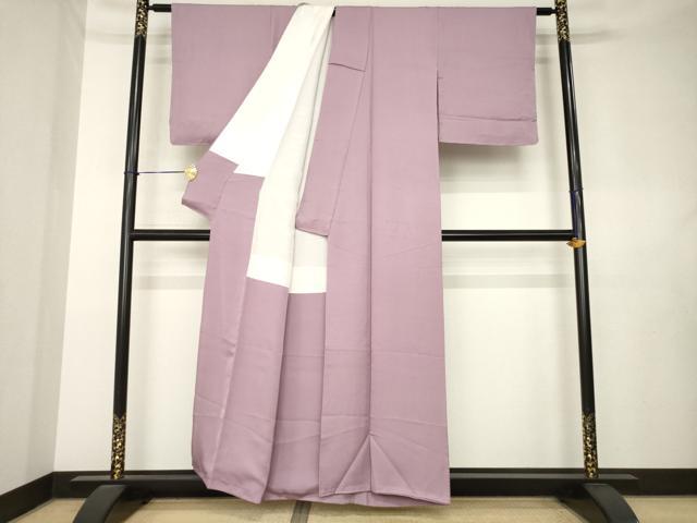 平和屋着物●上質な色無地　鱗地紋　紅藤色　正絹　逸品　AABL0914ck