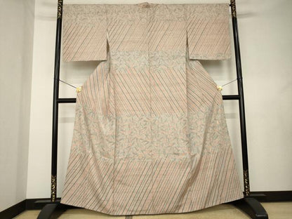 平和屋着物●二代目 川村久太郎　訪問着　生紬　笹竹文　正絹　逸品　AABL0915ck