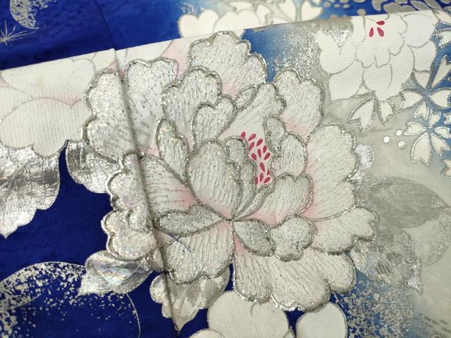 平和屋着物●豪華振袖　刺繍　舞花文　暈し染め　銀彩　ロング丈　正絹　逸品　AABL0918ck