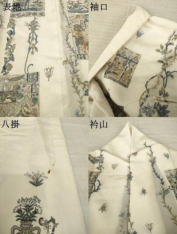 平和屋着物●訪問着　総刺繍　中国三大刺繍　汕頭刺繍　スワトウ刺繍　古代壁画花文　正絹　逸品　AABL0919ck