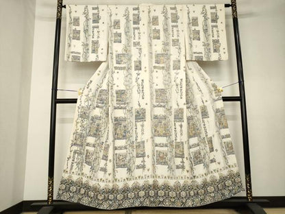 平和屋着物●訪問着　総刺繍　中国三大刺繍　汕頭刺繍　スワトウ刺繍　古代壁画花文　正絹　逸品　AABL0919ck