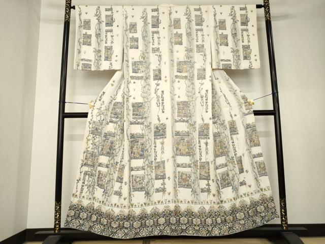平和屋着物●訪問着　総刺繍　中国三大刺繍　汕頭刺繍　スワトウ刺繍　古代壁画花文　正絹　逸品　AABL0919ck